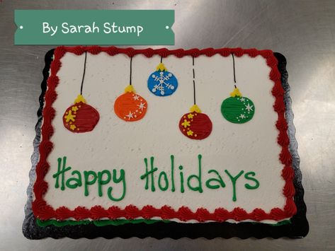 Christmas ornament sheet cake- buttercream by Sarah Stump