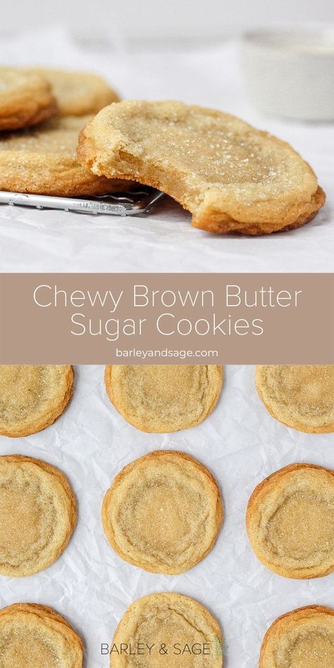 These brown butter sugar cookies are nice and crispy on the edges with a chewy under-baked center. Bake And Sell Ideas, Cookie Butter Recipes Trader Joes, No Chocolate Chip Cookies, Afternoon Birthday Party Food, Chewy Brown Butter Cookies, Easy Brown Butter Cookies, Vegan Brown Butter Cookies, Dutch Butter Cookies, Chewy Brown Sugar Cookies