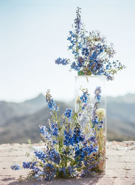 helipad wedding ceremony with ghost chairs and acrylic pedestals Non Floral Ceremony Decor, Acrylic Pedestal Wedding, Blue White Weddings, Blue Blossom, Ghost Chairs, Blue Wedding Inspiration, For Keeps, Light Blue Wedding, Malibu Wedding