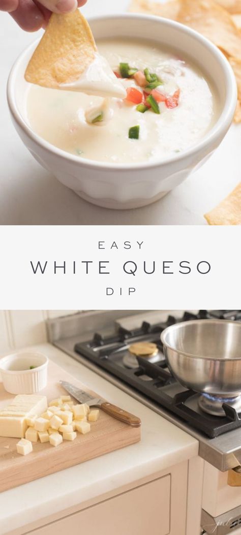 Cheese Dip With Heavy Cream, Restaurant Style Queso Blanco, Queso Blanco Dip Recipe, Salsaritas Queso Recipe, Easy White Queso Dip 3 Ingredients, Mild Queso Dip, Queso For A Large Crowd, Restaurant Style Queso Dip, Mexican Queso Dip White