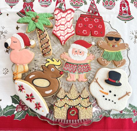 Christmas In July Cookies, Beach Christmas Party, Beach Cookies, Florida Holiday, Best Cookies Ever, Beachy Christmas, Graduation Cookies, Spring Cookies, Summer Cookies