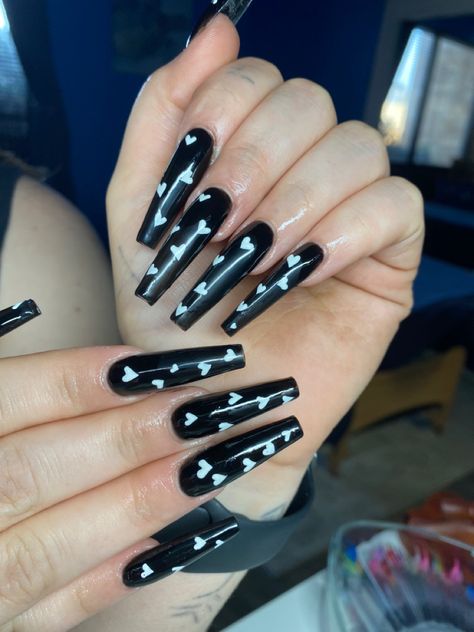 Black Nails, xl, xxl nails, gel x Xxl Black Nails, Black Outline Nails Coffin, Black Cross Nails Acrylic, Black Matte Coffin Nails, Black Chrome Heart Nails Long, Wedding Nails Design, Heart Nails, Wedding Nails, Black Nails