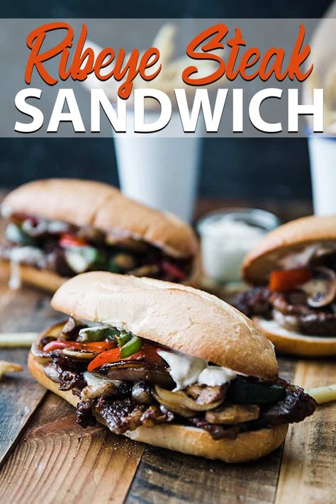 Ribeye Sandwich, Ribeye Steak Sandwich, Chicken Melt Recipe, Steak Sandwich Recipe, Cooking Ribeye Steak, Grilled Ribeye Steak, Steak Sandwich Recipes, Beef Flank Steak, Grilled Ribeye