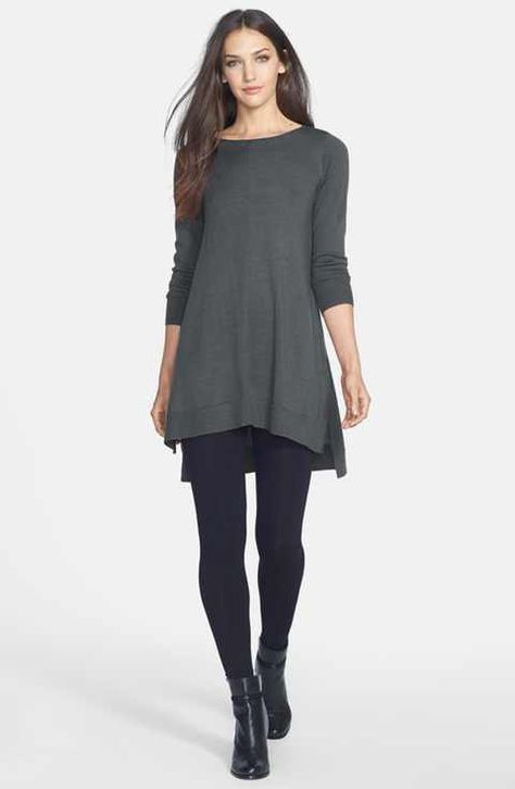 Tunic Dress With Leggings, Oversized Sweaters, Minimal Outfit, Women's Sweaters, Work Attire, Minimal Fashion, Eileen Fisher, Dresses With Leggings, Womens Fashion Casual