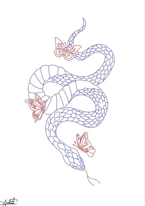 Wrap Around Snake Tattoo Stencil, Snake And Butterfly Tattoo, Snake Butterfly Tattoo, Snake Drawing Sketches, Strong Tattoo Quotes, Tat Stencils, Pelvic Tattoo, Tattoos Stencils, Side Stomach Tattoos