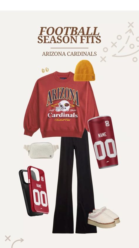 Get ready for game day with our Arizona Cardinals NFL game day outfit ideas! From classic jerseys to cozy hoodies and trendy accessories, we’ve curated the perfect looks to help you showcase your Cardinals pride. Personalize your outfit with your name and favorite player’s number for a unique flair. Whether you’re at State Farm Stadium or cheering from home, you’ll look fantastic while supporting the Cardinals this NFL season! Nfl Game Day Outfit, State Farm Stadium, Day Outfit Ideas, Cardinals Nfl, Game Day Outfit, State Farm, Nfl Games, Nfl Season, Team Jersey