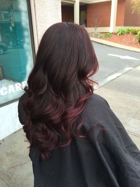 Dark Red Ombre, Balayage Dark, Red Balayage Hair, Dark Red Hair Color, Auburn Balayage, Ombre Dark, Red Ombre Hair, Black Hair Balayage, Wine Hair