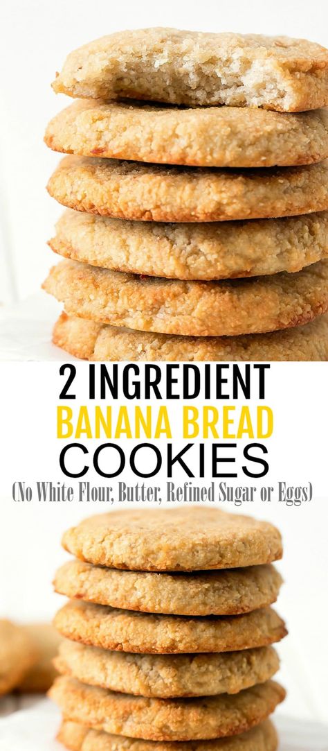 Banana Bread Cookies, Almond Flour Cookies, Bread Cookies, Banana Oatmeal Cookies, Two Ingredient, Banana Cookies, Healthy Banana Bread, Healthy Banana, Banana Oatmeal