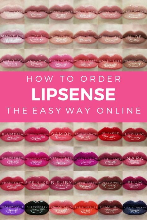 How To Order LipSense The Easy Way. No joining Facebook groups or tracking down a distributor. Just click to order your favorite LipSense color and check your mailbox! #lipsense #orderlipsense #senegence #smudgeprooflipstick #lipstick #beauty #makeup #lips #glossygloss #lipboss #kissmekatie #luvit #samon #bella #roseberry #napa #caramelapple #plumeria #plumpretty #sassyz #flygirl #blured Napa Lipsense, Fire N Ice, Smudge Proof Lipstick, Senegence Distributor, Glossier Gloss, Honey Rose, Lipsense Colors, Makeup Lips, Purple Reign