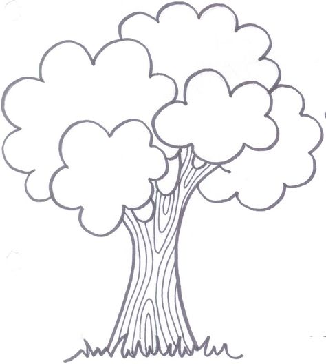 Menta Más Chocolate - RECURSOS PARA EDUCACIÓN INFANTIL: Dibujos para colorear de ARBOLES Cute Tree Drawing, Tree Drawings, Farm Coloring Pages, الفن الرقمي, Tree Coloring Page, Applique Templates, Soyut Sanat Tabloları, Tree Drawing, Art Drawings For Kids