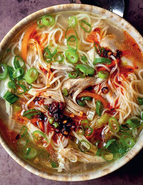 Ginger Garlic Chicken, Garlic Soup, Food Network Canada, Sour Soup, Noodle Soup Recipes, Smitten Kitchen, Soup Recipes Chicken Noodle, Ginger Recipes, Chicken Noodle Soup