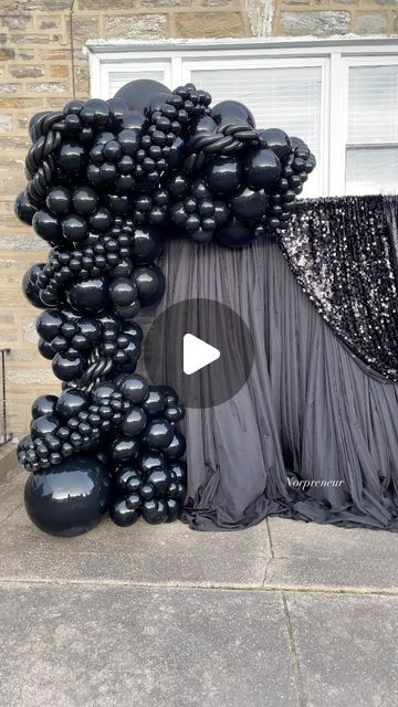 Ivory Norpreneur Luxury Balloon Stylist on Instagram: "😍‼️ SO EXCITED FIRST #PROMSENDOFF  OF THE #2024Prom season ✨🥳  #OrganicBalloonStyling #Draping  The wind tried to take us out ! But we won 🙌🏽 💪🏽 🖤💫" All Black Balloon Arch, Black Balloon Decor, Graduation Party Balloon Arch, Prom Send Off Ideas Decorations, Prom Sendoff, Graduation Banquet, Balloon Decorations Diy Tutorials, Prom Balloons, Balloon Craft