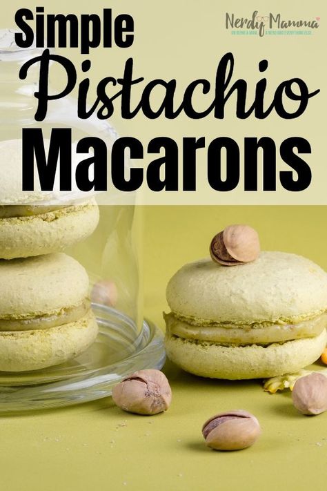 Sometimes you want to just try a fan-favorite snack. These Simple Pistachio Macaron Recipe are TOTALLY worth a try. #nerdymammablog #macaron Pistachio Macaron Recipe, Pistachio Macaron, French Macaroon Recipes, Macaron Cookies, French Macaroons, Macaroon Recipes, Macaron Recipe, Cookies Ingredients, Favorite Snack