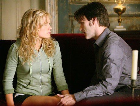 bill and sookie Anna Paquin True Blood, After We Fell, Stephen Moyer, True Blood Series, Tv Theme Songs, Anna Paquin, Vampire Shows, Vampire Series, Alexander Skarsgard