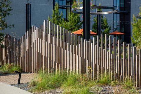 The Press Market Hall Park — Lane Goodkind + Associates Park Fence Design, Landscape Screening, Boundry Wall, Entrance Signage, Hotel Landscape, Park Entrance, Infinity Mirror, Rail Fence, Modern Fence