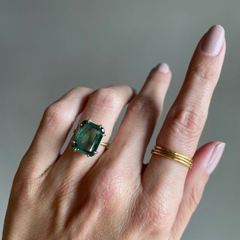 Green Tourmaline Ring, Stacking Bands, Tourmaline Ring, Emerald Jewelry, Green Tourmaline, Antique Jewellery, Ring Set, Ring Sets, Tourmaline