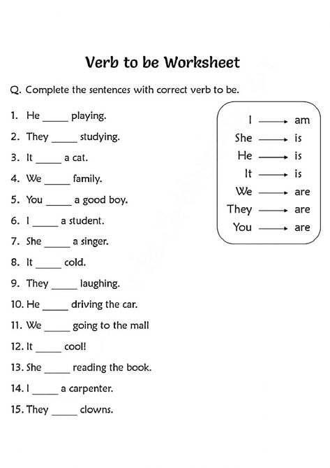 Verb To Be Worksheets, Helping Verbs Worksheet, Common Noun, Kertas Kerja Prasekolah, Worksheets For Grade 1, Worksheets For Class 1, Verb To Be, Materi Bahasa Inggris, English Grammar Exercises