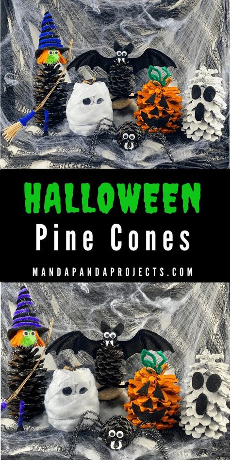 Crafts For Toddlers Halloween, Kids Crafts Toddlers, Nature Crafts Kids, Pinecone Crafts Kids, Halloween Character, Pine Cone Art, Halloween Crafts For Toddlers, Halloween Arts And Crafts, Crafts For Toddlers