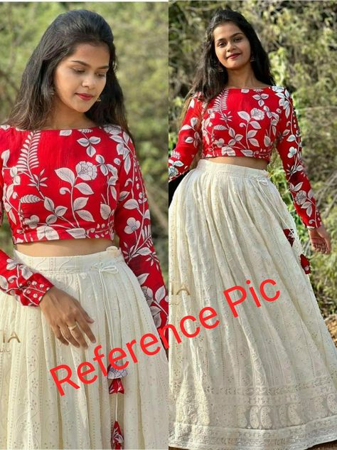 Croptop Lehenga Designs For Kids, Crop Tops For Lehenga, Kurthi Necks, Croptop Lehenga Designs, Dress Necks, Blouse Neck Models, Lehenga Designs Latest, Long Skirt Top Designs, Lengha Blouse Designs