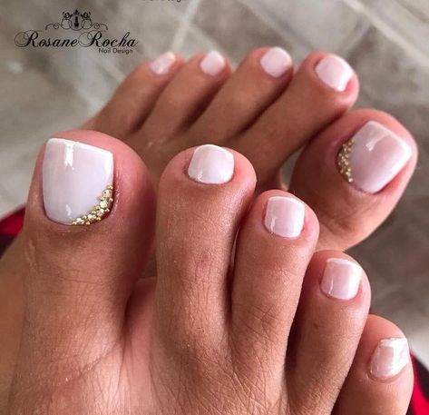 Bridal Toe Nails, Wedding Toe Nails, Wedding Toes, Wedding Day Nails, Pedicure Designs Toenails, French Pedicure, Gel Toe Nails, Toe Nail Color, Pretty Toe Nails