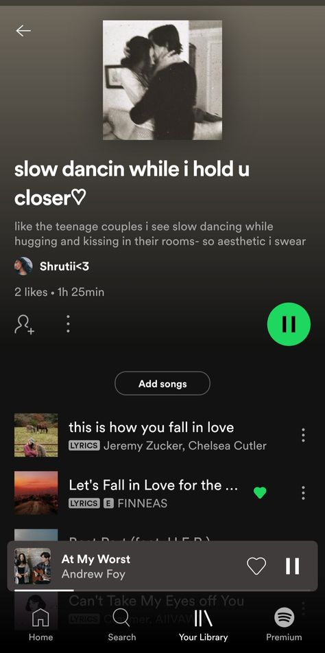 #spotify #playlists #loveplaylists #inloveplaylist #awww #songs Slow Love Songs, Fall In Love Lyrics, Cool Songs, Slow Love, Teenage Couples, Music Recommendations, Yours Lyrics, Spotify Playlist, Hopeless Romantic