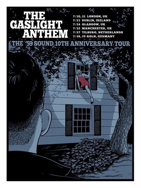 Arts Inspirations, The Gaslight Anthem, Brian Fallon, Concert Flyers, Gaslight Anthem, French Illustration, Samhain Halloween, Poster Inspiration, Concert Flyer