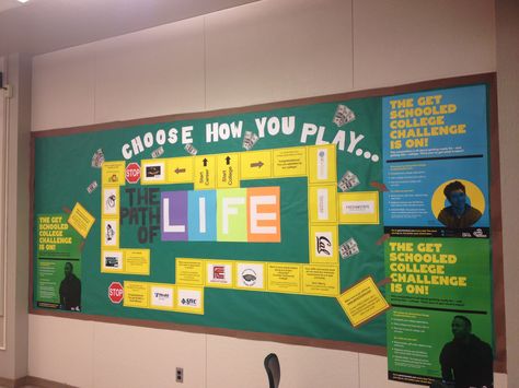 College and Career Bulletin Board Career Bulletin Boards, Office Bulletin Board Ideas, School Counseling Bulletin Boards, Counseling Bulletin Boards, Staff Ideas, Technology Classroom, High School Bulletin Boards, College Bulletin Boards, Ag Education