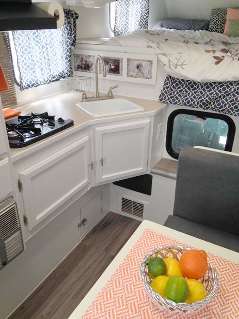 Ever want to redo your older #camper?  Here are 4 complete camper interior makeovers! #campermakeover #camperrenovation #LanceCamper Van Transformation, Cabover Camper, Lance Campers, Dream Camper, Slide In Truck Campers, Small Camper, Ceiling Paint, Slide In Camper, Truck Bed Camper