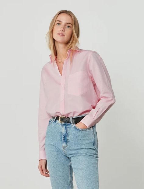 The Classic: Weave, Rose Pink – With Nothing Underneath Linen Shirt Outfit, Tinted Glasses, Chic Shirts, Pink Shade, Slingbacks, Tailored Trousers, Off Duty, Rose Pink, Linen Shirt