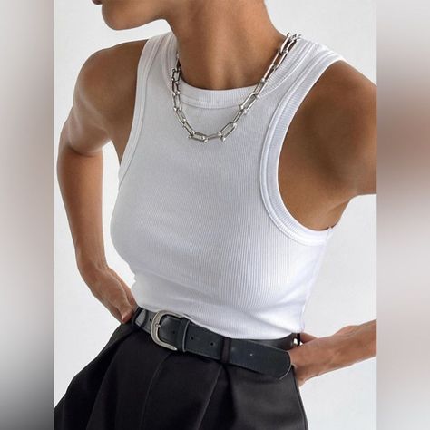 Us 6 / Uk 10 / Eu 38 Bust: 35.4'-37' Waist: 27.6'-29.1' Hips: 37.4'-39'. Like This Details Composition: 90% Cotton, 10% Polyester Design: Plain Style: Casual Thickness: Regular Sheer: No Material: Ribbed Sleeve Length: Sleeveless Neckline: Crew Neck Occasion: Leisure Item??! I Accept Reasonable Offers. Will Ship With Care In Repurposed Packaging Same Day (Or Next Day If Order Is Placed After 4:00 Pm Et) From Smoke-Free Pet Free Home. All Questions Welcomed. New Posting Daily Ask Me About Bundlin Crop Top Styles, Womens Tank Tops Summer, Fit Clothes, Jeans Overall, White Corset, Jeans Cargo, Fits Clothes, Looks Black, Maxi Robes