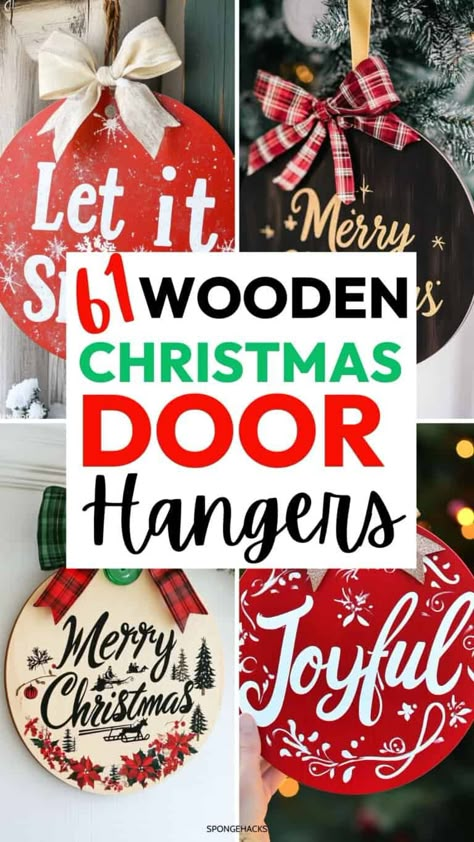 Cricut Door Sign, Diy Christmas Door Sign, Wooden Door Hangers Christmas, Merry Christmas Door Hanger, Christmas Door Hangers Wooden Diy, Christmas Wood Door Hangers, Christmas Door Knob Hangers, Christmas Wooden Door Hangers, Christmas Door Hangers Diy