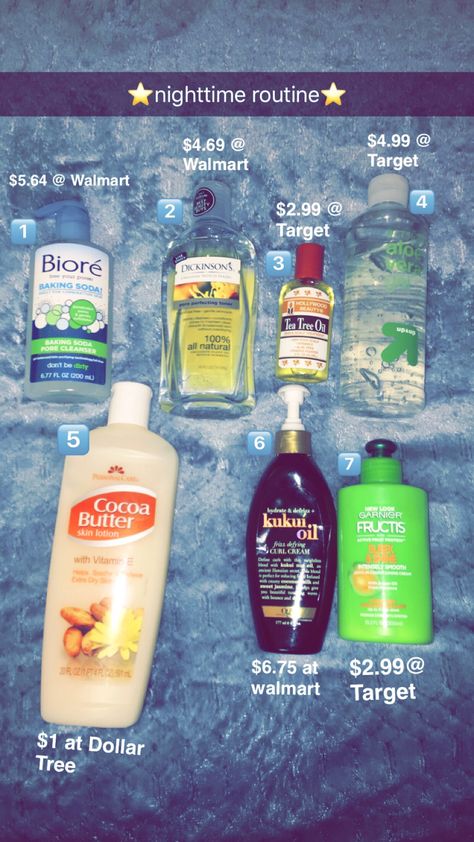 1. Biore baking soda wash - great for oily/combo skin 2. Witch Hazel - tones your pores and helps to control acne  3. Tea Tree Oil - use half a pea sized dot. helps w acne  4. Aloe - use as moisturizer. Up&Up brand clear aloe gel has less added ingredients than The Body Shop does  5. Coco Butter - from the Dollar Tree and it works like a charm  6. Kukui Oil Cream - helps to define curls a curb frizz  7. Garnier Fructise - leave in conditioner good for frizz Acne Safe Hair Products, Good Face Wash For Acne Clear Skin, Good Face Washes For Acne, Aloe Vera And Tea Tree Oil Acne, Body Wash For Body Acne, Aloe Uses, Witch Hazel For Skin, Kukui Oil, Aloe Gel