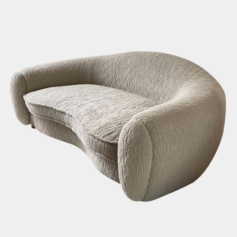 Large French Curved "Polar Bear" Jean Royere Style Sofa Curved Sofas, Jean Royere, Sofa Images, French Interior Design, Curved Sofa, French Interior, Coffered Ceiling, Timeless Art, Chaise Lounge Chair