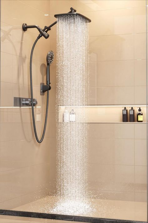 Wide coverage style. Our large 12 inch wide shower head allows for full body water coverage for most satisfying shower yet. Enjoy the feeling of true luxury with our generously sized design that never leaves you in the cold. High Pressure Shower Head, Rain Shower Head, Water Spray, Rain Shower, Nozzles, Shower Head, High Pressure, Shower Heads, Matte Black