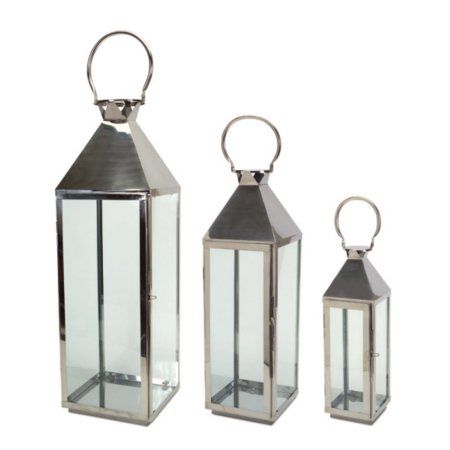 Free Shipping. Buy Set of 3 Contemporary Style Silver Metal and Glass Candle Lanterns 19.5"-34" at Walmart.com Contemporary Candles, Floor Lantern, Silver Lanterns, Glass Candle Lantern, Large Lanterns, Small Lanterns, Lantern Set, Selling Candles, Metal Lanterns