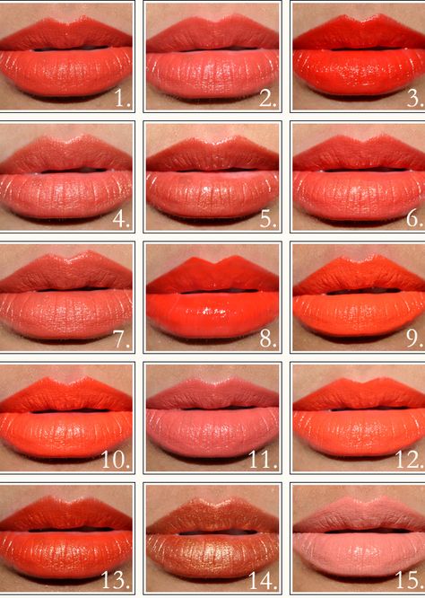 The Summer Season: Orange Lipsticks & Lipglosses Round-up - Temptalia Beauty Blog: Makeup Reviews, Beauty Tips Red Orange Lipstick, Coral Lipstick, Orange Lipstick, Orange Lips, Clown Makeup, Orange Is The New Black, Lip Art, Red Lipstick, Makeup Reviews