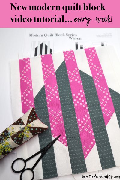 Woven Block: Modern Quilt Block Series Woven Quilt Pattern Free, Fabric Growth Chart, Woven Quilt, Quilt Techniques, Quilts Modern, Modern Quilting Designs, Modern Quilt Blocks, Block Quilts, Improv Quilting