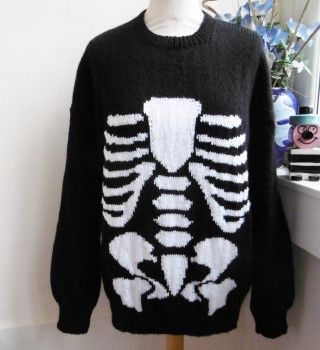 Halloween Grunge Long Sleeve Sweater, Skeleton Knit Sweater, Skeleton Jumper, Skeleton Cardigan, Grunge Skull Sweater, Skeleton Pirate, Emo Clothes, Knitting Sweater, Skeleton Bones