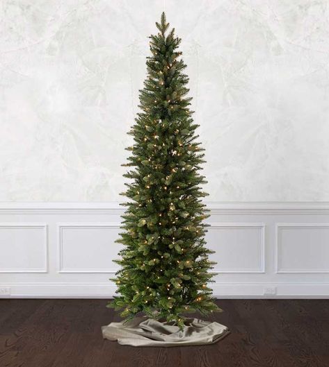 Serena Spruce Artificial Christmas Trees | Treetime - Platinum Collection Small Apartment Christmas Tree, Frosted Christmas Trees, Apartment Christmas Tree, Small Apartment Christmas, Full Christmas Tree, Slim Artificial Christmas Trees, Christmas Tree Inspo, Realistic Artificial Christmas Trees, Slim Tree