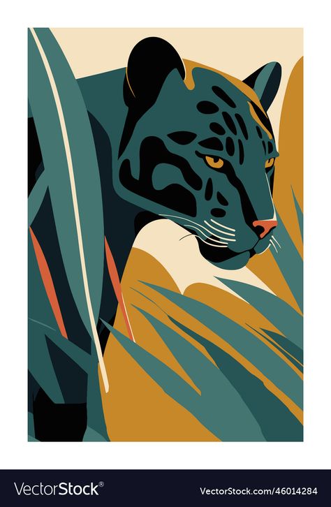 Black Panther Painting Easy, Vector Illustration Design Graphics, Black Panther Illustration, Black Panther Painting, Simple Vector Art, Jaguar Illustration, Panther Illustration, Panther Painting, Panther Drawing