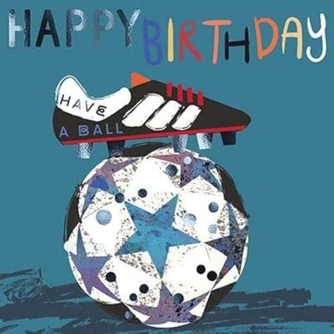 Male Birthday Card - General Card for Men/Boys - Football and Boot 'Have a Ball' with Silver Foil - Eco-Friendly & Recyclable - by Paper House : Amazon.co.uk: Stationery & Office Supplies Happy Birthday Football, Dark Teal Background, Happy Birthday Greetings Card, Pop Out Cards, Card For Men, 3d Birthday Card, Happy Birthday Boy, Food Bars, Birthday Card For Him