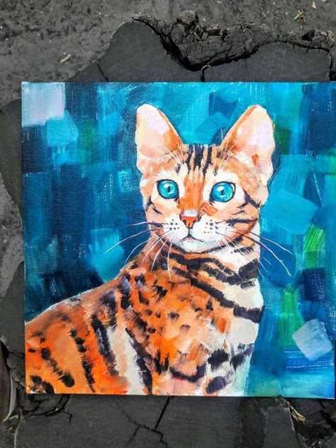 Art Interior Paintings, Cat Portrait Painting, Cat Drawings, Bright Art, Creature Drawings, Hur Man Målar, Cat Portrait, Oil Painting Portrait, Cat Wall Art