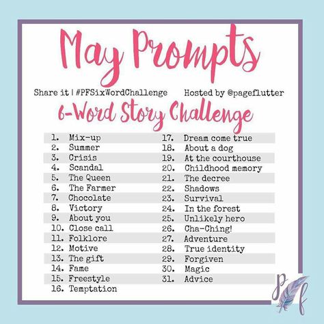 6-word story challenge June Prompts, Story Challenge, Songwriting Prompts, 6 Word Stories, Six Word Story, Crafty Hobbies, Poetry Prompts, Write Every Day, B Words