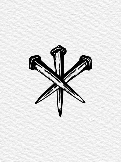 Iron Nail Tattoo, Crosshairs Tattoo, Sledgehammer Tattoo, 3 Nails Tattoo, Stake Tattoo, Screw Tattoo, Traditional Tattoo Drawings, Cupid Tattoo, Band Tattoo Designs