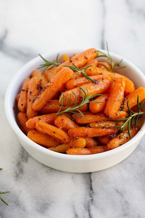 Maple Dijon Roasted Carrots - Rasa Malaysia Mustard Carrots, Maple Dijon Roasted Carrots, Nice Recipes, Glazed Carrots, Roasted Carrots, Dijon Mustard, Dijon, Maple Syrup, Syrup