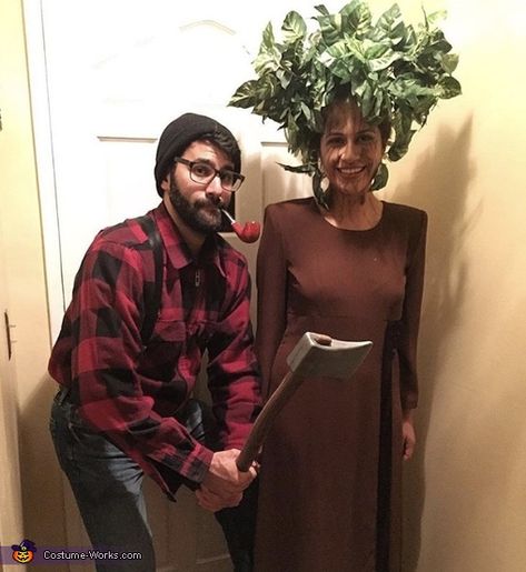 Arbor Day Costume, Lumberjack Couples Costume, Lumberjack And Tree Couples Costume, Tree Costume Men, Lumberjack Couple Costume, Pine Tree Costume, Tree Costume Woman, Lumber Jack Costume, Lumberjack Halloween