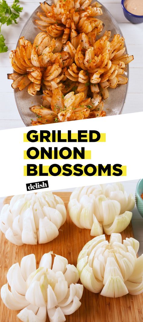 Best Charcoal Grill Recipes, Easy Charcoal Grill Recipes, Grilling Recipes Vegetarian, Spring Burger Recipes, Cheap Grilling Ideas, Grill Recipes Sides, Things To Grill For Dinner, Onion Blossom Recipe, Onion Blossom