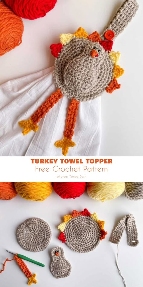 Crochet Towel Tops, Thanksgiving Crochet Patterns, Crochet Topper, Crochet Towel Holders, Crochet Dish Towels, Towel Toppers, Holiday Crochet Patterns, Crochet Towel Topper, Thanksgiving Crochet