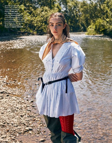 Go Camping! (Elle Thailand) Camping Editorial, Ruffled Tops, Nature Photoshoot, Camping Style, Jane Dress, Nature Girl, Go Camping, Mixing Prints, Fashion Stylist