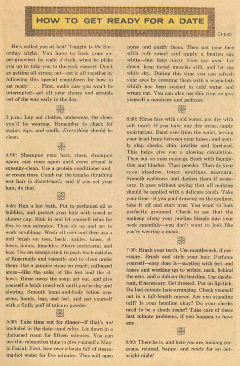 "How To Get Ready For a Date" Falling in Love #129 (February 1972) Dating A Divorced Man, First Date Tips, Stomach Problems, Single Dating, After Divorce, Dating After Divorce, Night Routine, Dating Humor, First Date